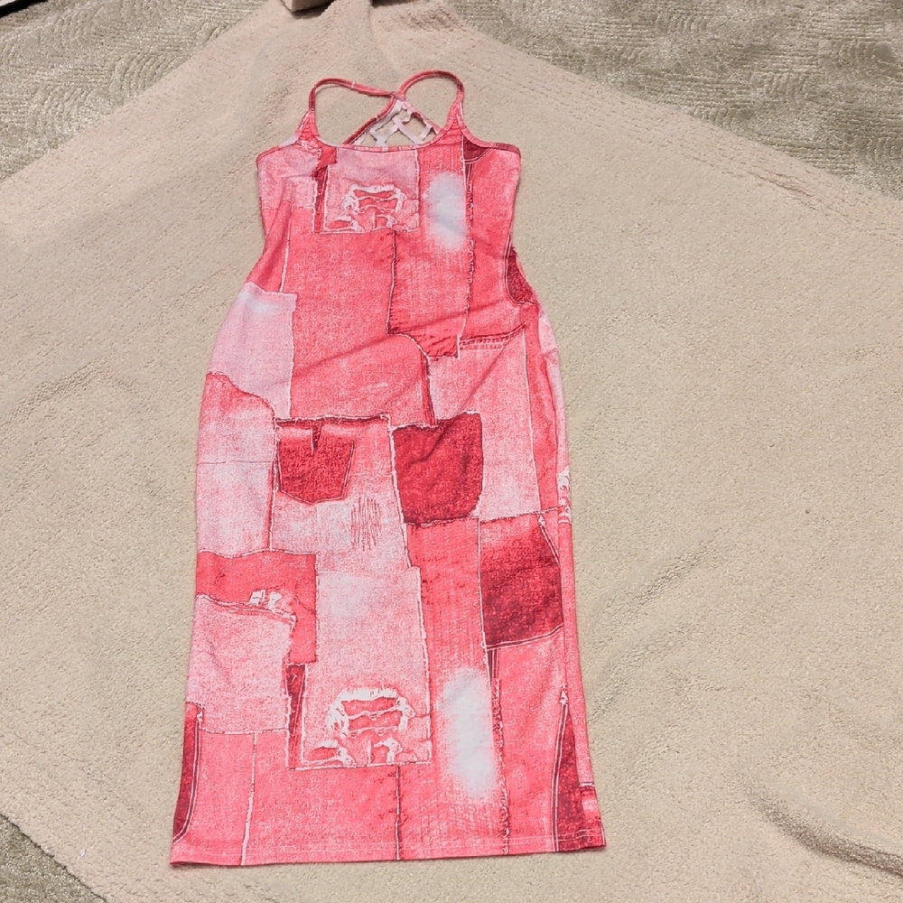 Pink Patchwork Sleeveless Dress